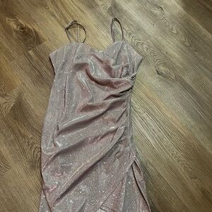 Cider Asymmetrical Pink Glitter Dress